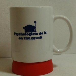 MUG Psychologist do it on the couch mug - White Navy Lettering DEMURE 1lb
